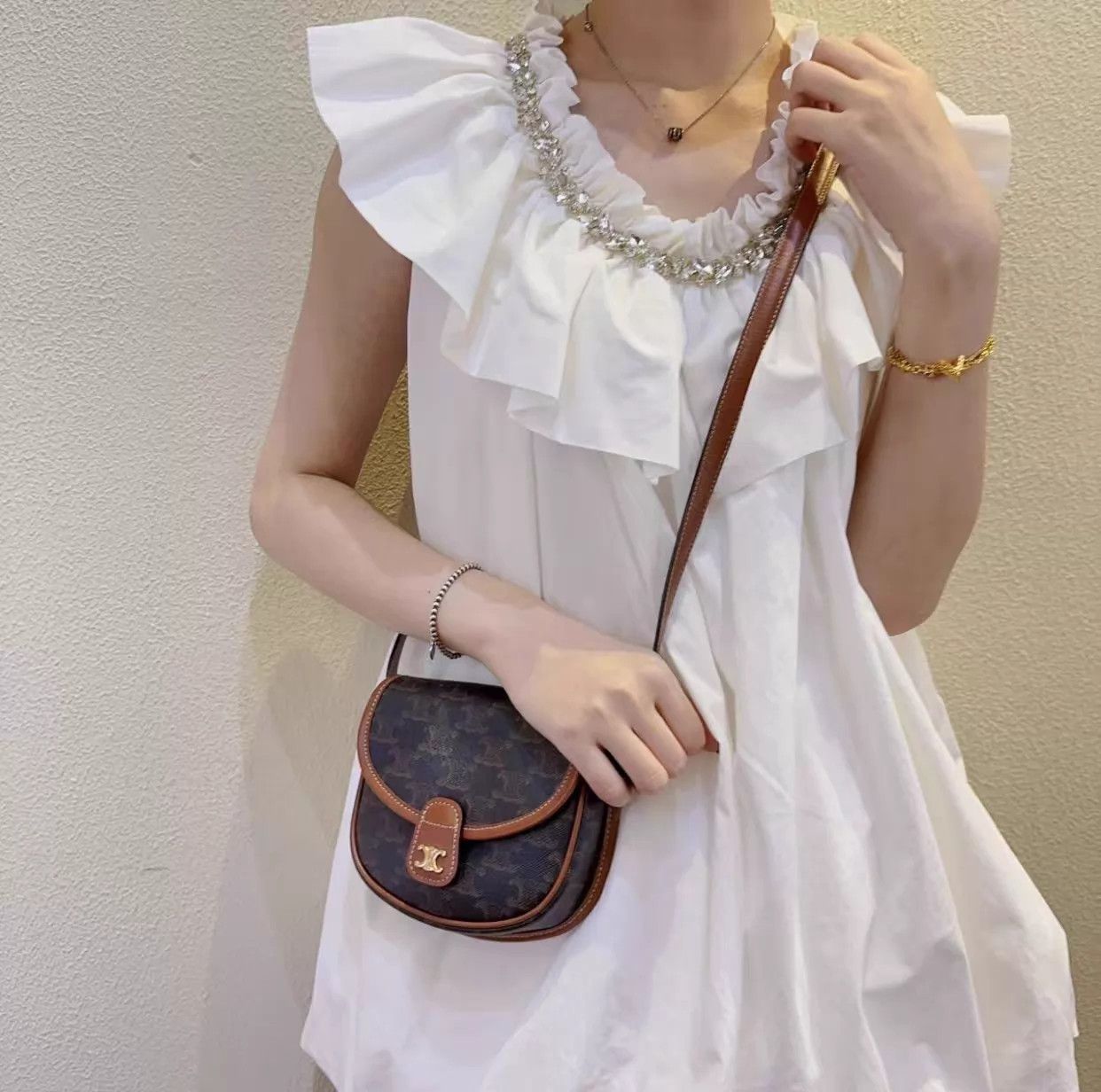 Celine CELINE Besace Triomphe Mini Saddle Bag (Mint, Dust Bag) Size ONE SIZE - 2 Thumbnail