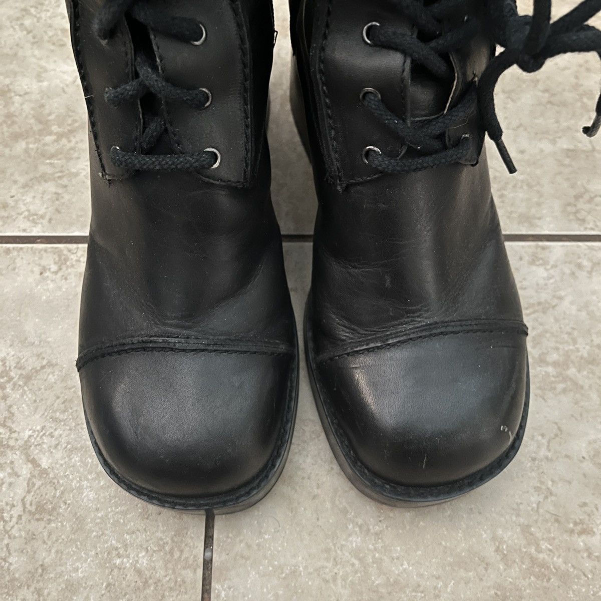 Harley Davidson × Leather × Vintage Harley Davidson Black Platform Heeled Boots Size US 10 / IT 40 - 4 Thumbnail