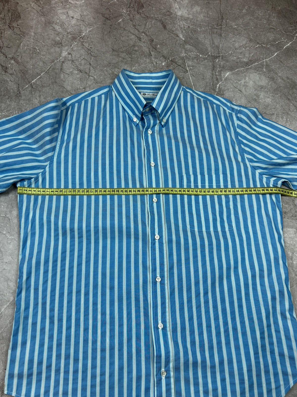 Loro Piana Loro Piana Shirt Button Up White Blue Stripped Cotton Formal Size US L / EU 52-54 / 3 - 16 Thumbnail