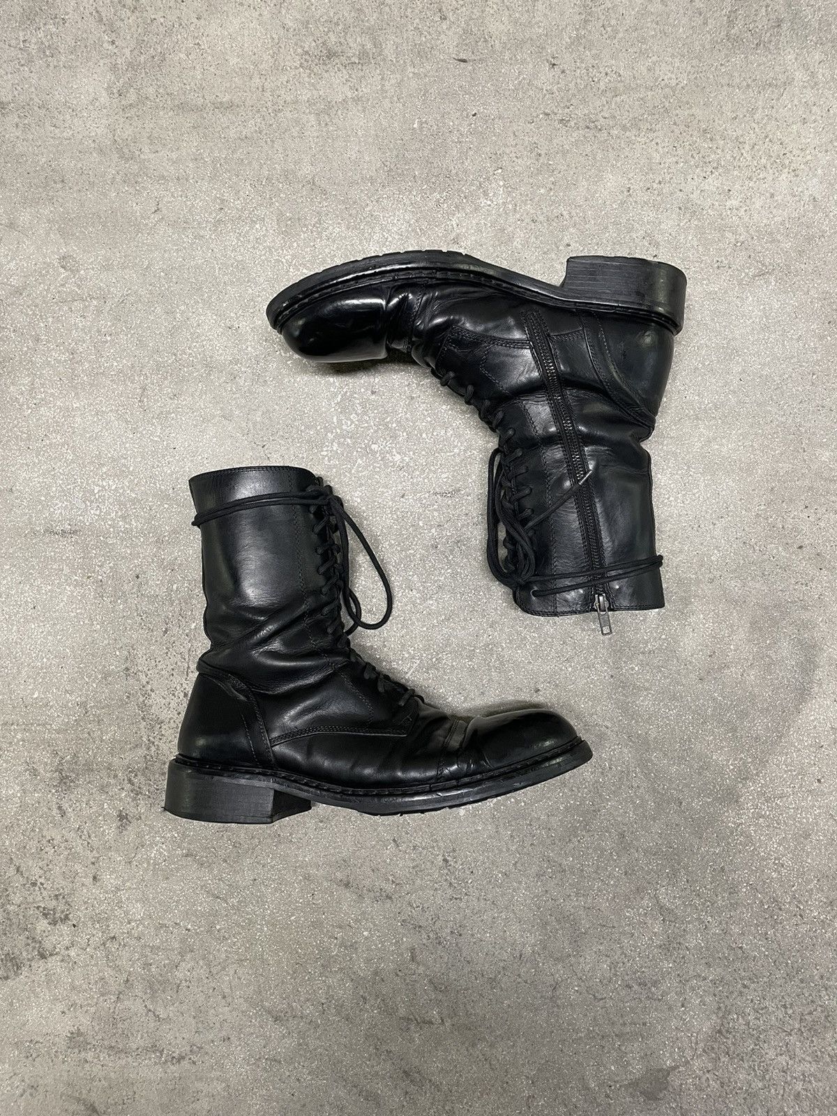 Ann Demeulemeester AW19 Tucson Nero Vitello Leather Combat Boots | Grailed