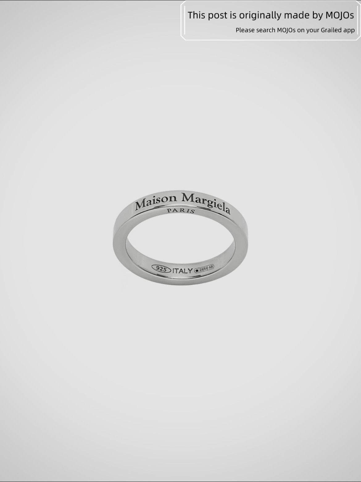Sz Maison Margiela Logo Pattern Ring in Silver, Men's