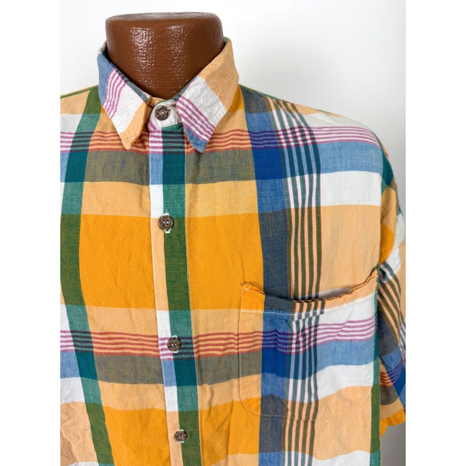 Arrow VINTAGE Arrow Criterion Shirt Men L Orange Plaid Button-Up 80s 90s Casual Oversized Short Sleeve Size US L / EU 52-54 / 3 - 3 Thumbnail