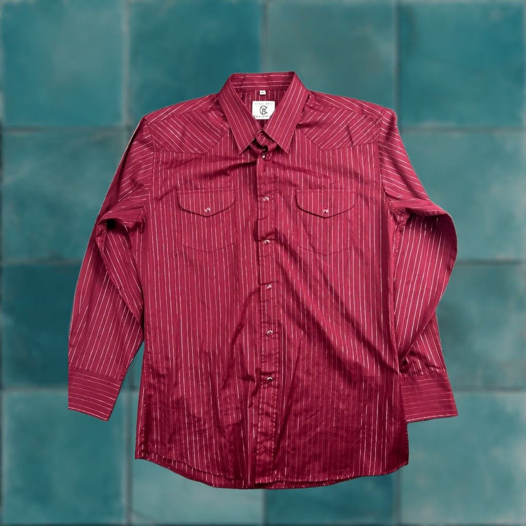 Vintage VINTAGE Corral West Ranchwear Western Shirt Men's XL Red Striped Pearl Snap Cowboys 90s Western Mens XL Red Size US XL / EU 56 / 4 - 1 Thumbnail