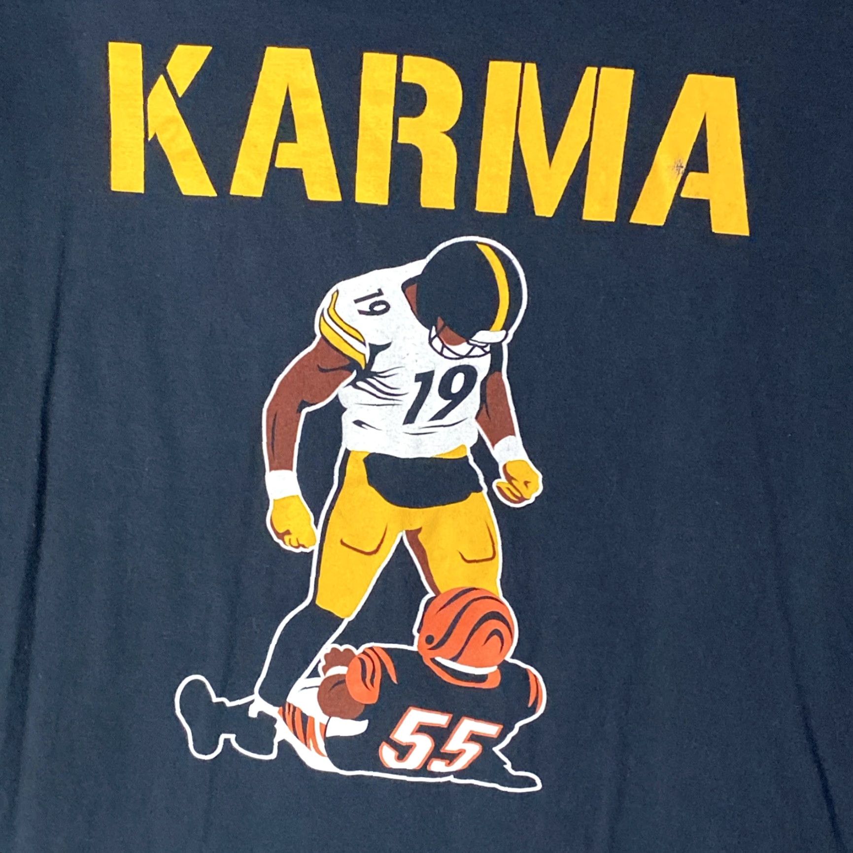 Fruit Of The Loom KARMA T-Shirt Pittsburgh Steelers JUJU SMITH-SCHUSTER 19 Burfict 55 Mens L Black Size US L / EU 52-54 / 3 - 8 Thumbnail