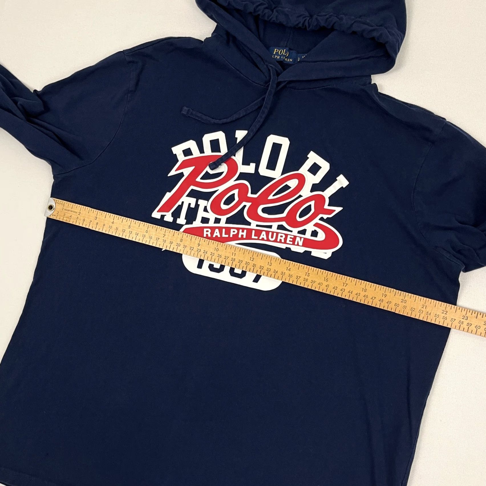 Polo Ralph Lauren Polo Ralph Lauren Hoodie Adult Large Navy Blue Lightweight Pullover Graphic Prep Mens Size US L / EU 52-54 / 3 - 7 Thumbnail