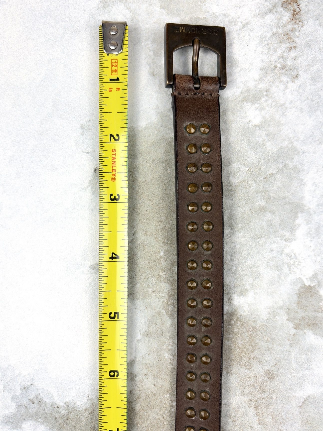 Dior × Hedi Slimane AW05 Dior Homme Hedi Slimane Studded Thin Leather Belt Size 36 - 6 Thumbnail