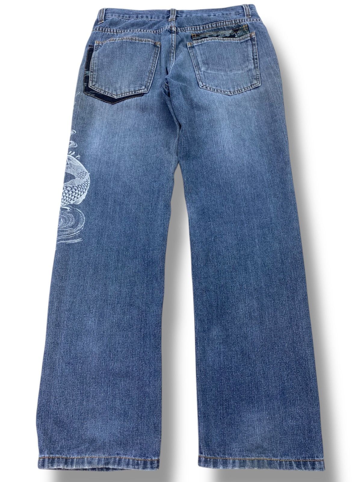Other Japanese Brand Faded Wash Stye Embroidered Jeans Size US 31 - 3 Thumbnail