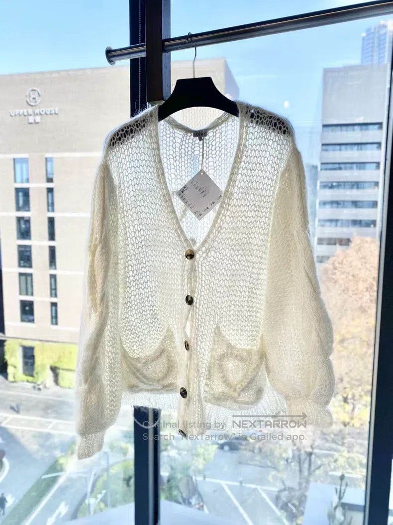 Loewe Loewe Mohair White Back Logo Cardigan Size XS / US 0-2 / IT 36-38 - 2 Thumbnail