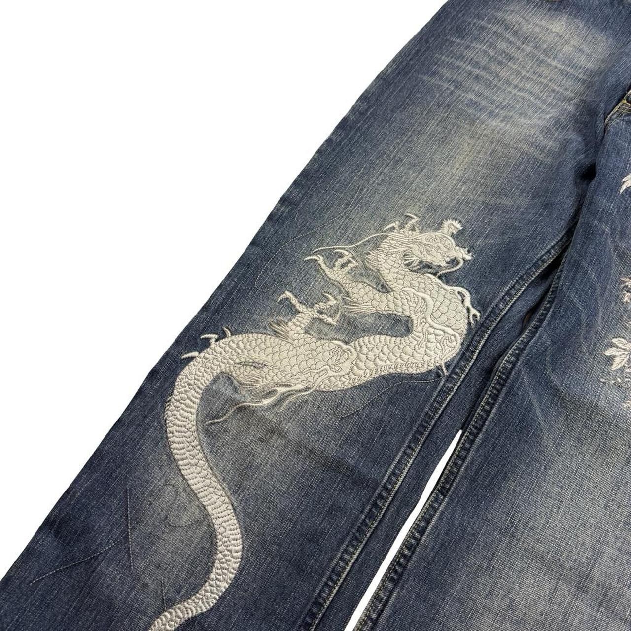 Karakuri Tamashii Karakuri Tamashii Embroidered Dragon Japanese Jeans Waist 31 Size US 31 - 4 Thumbnail