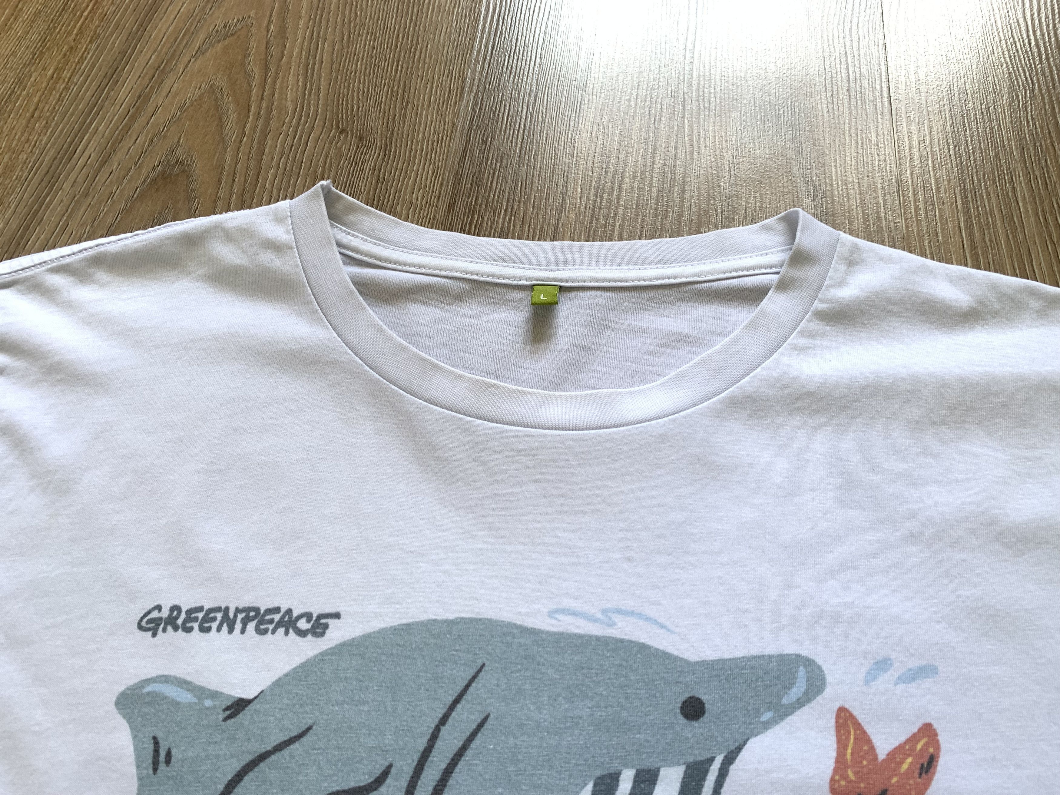 Other Greenpeace White Cotton Printed T Shirt Size US L / EU 52-54 / 3 - 4 Thumbnail
