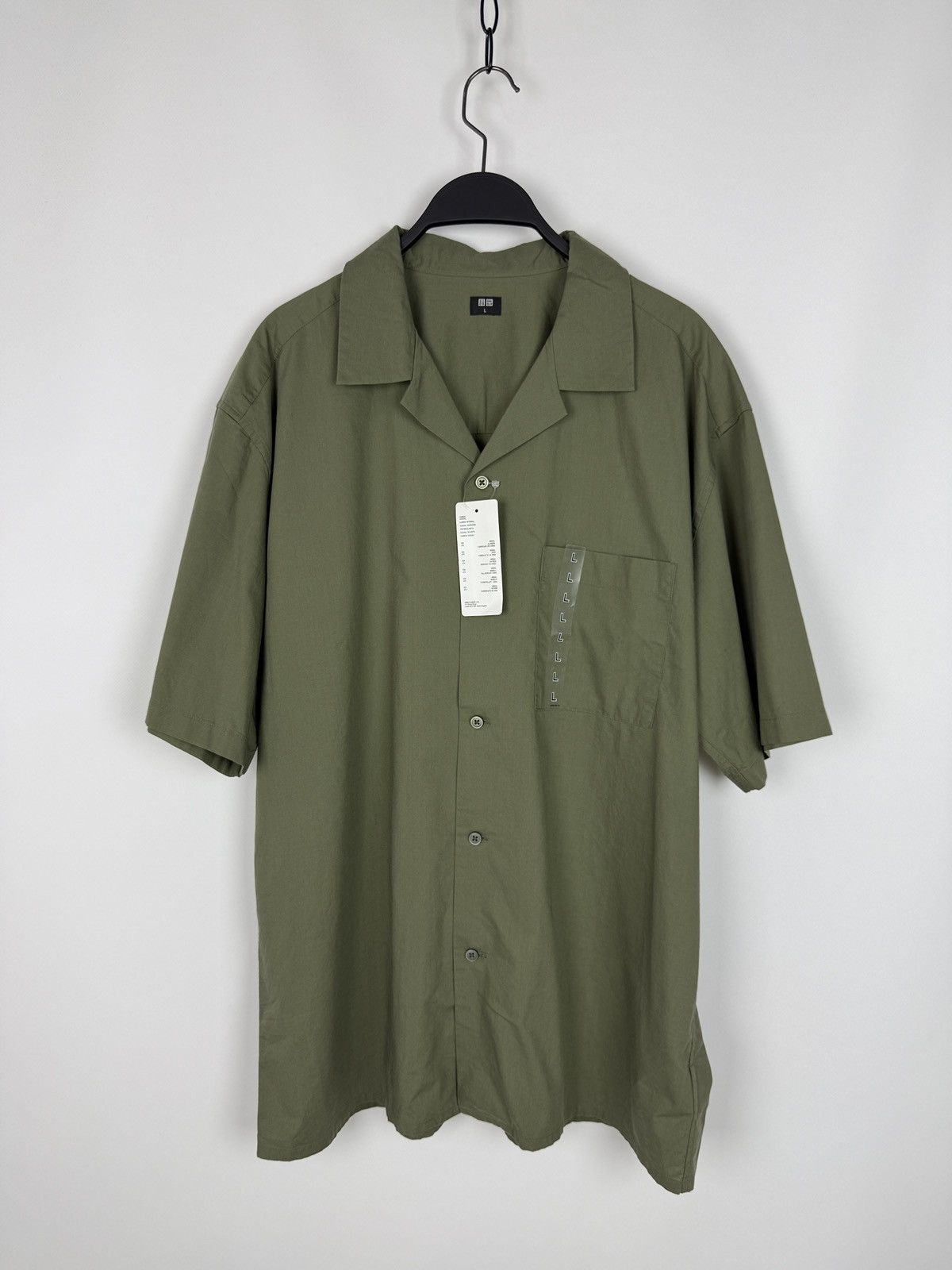 Uniqlo Uniqlo Olive Green Open Collar Short Sleeve Shirt Size US L / EU 52-54 / 3 - 1 Thumbnail