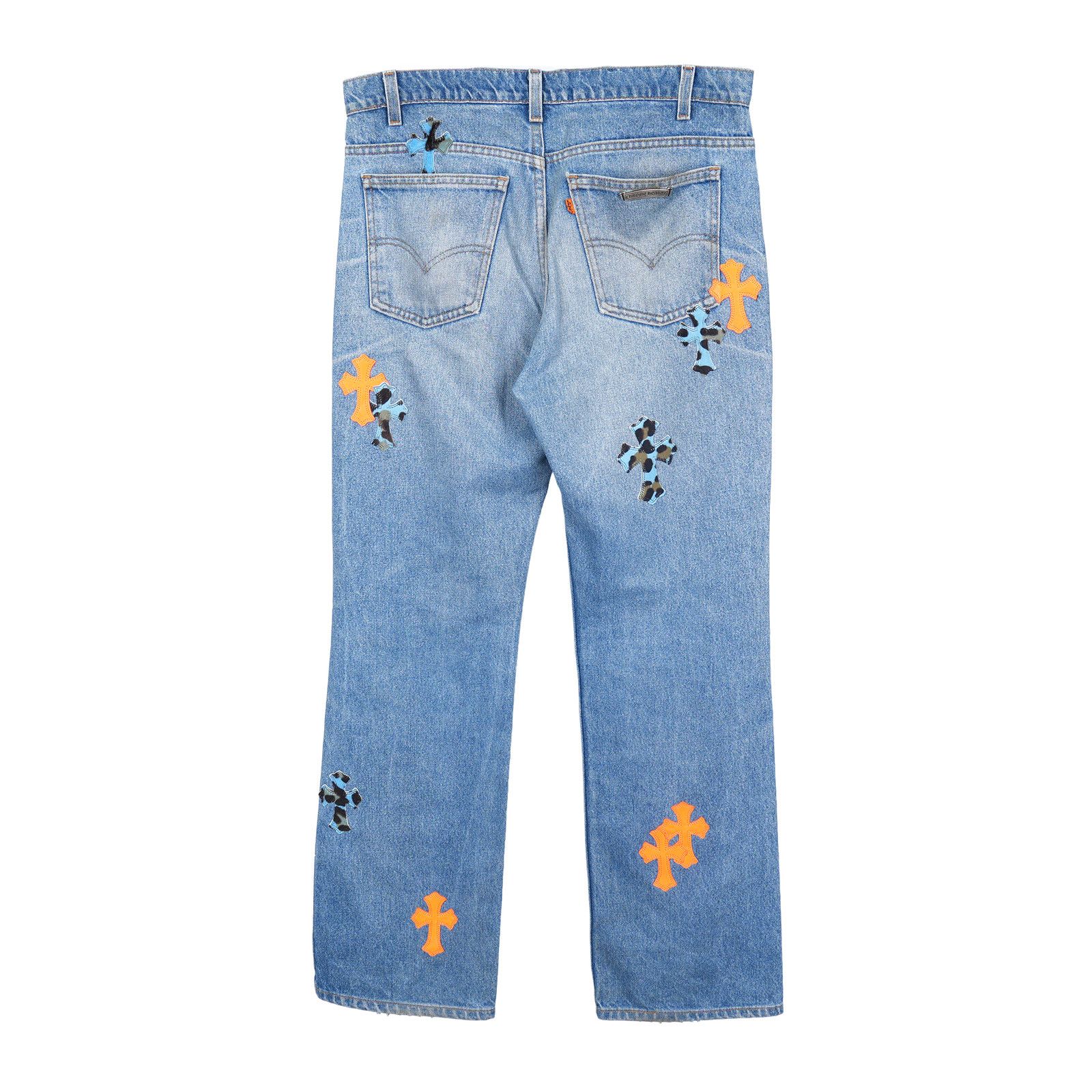 Chrome Hearts CHROME HEARTS ST BARTH'S ORANGE BLUE CHEETAH PATCH LEVI Size US 33 - 2 Thumbnail