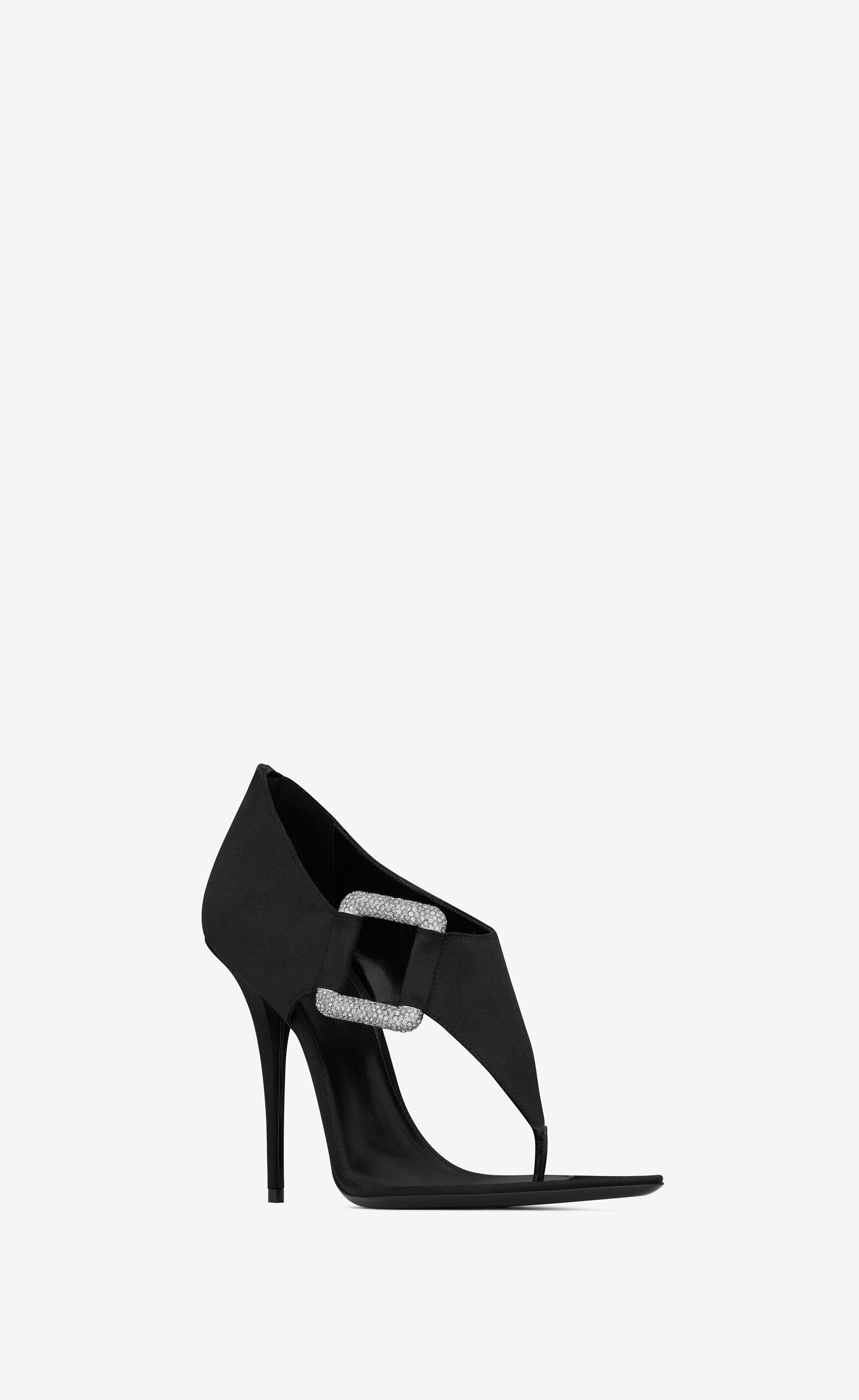 Saint Laurent Paris o1s1wg111024 Sean Sandals Crepe Satin Rhinestones in Black Size US 6.5 / IT 36.5 - 4 Thumbnail