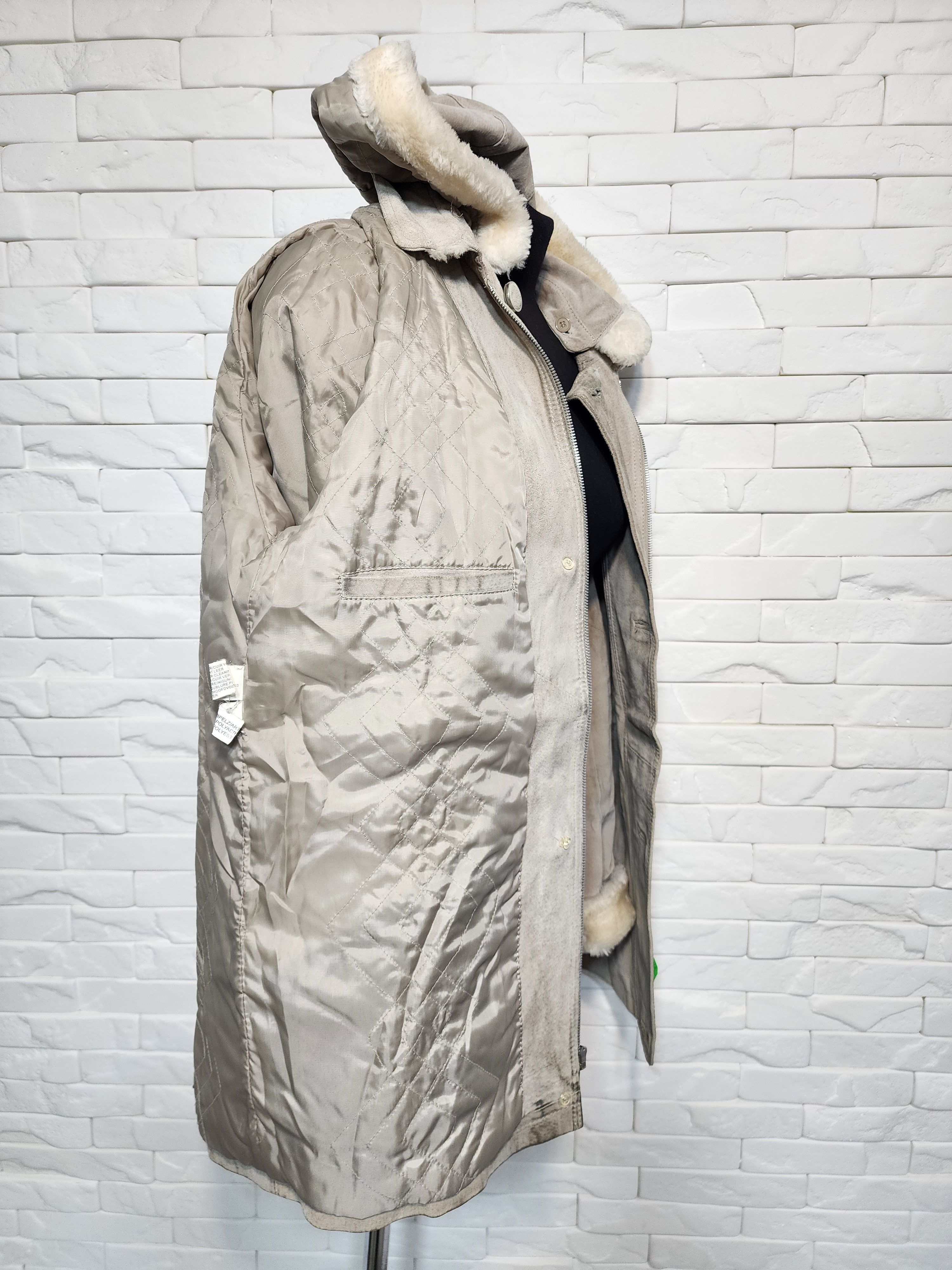 Genuine Leather Suede Hooded Jacket: Gray Leather Toggle Coat Size XL / US 12-14 / IT 48-50 - 9 Thumbnail