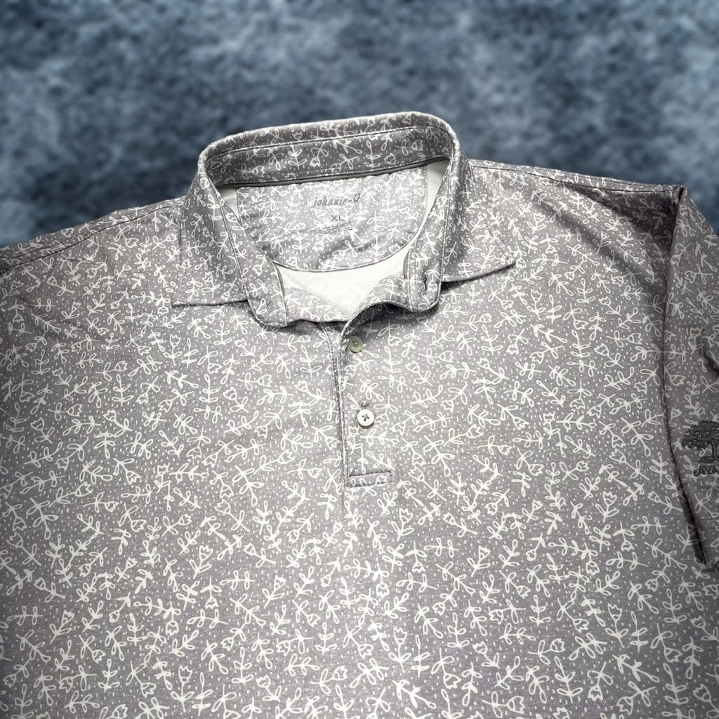 johnnie-O johnnie-O Polo Shirt Mens XL Gray White Floral Golf AOP Stretch Avalon Logo Shirt Mens XL Gray Floral Golf AOP Logo Size US XL / EU 56 / 4 - 1 Thumbnail