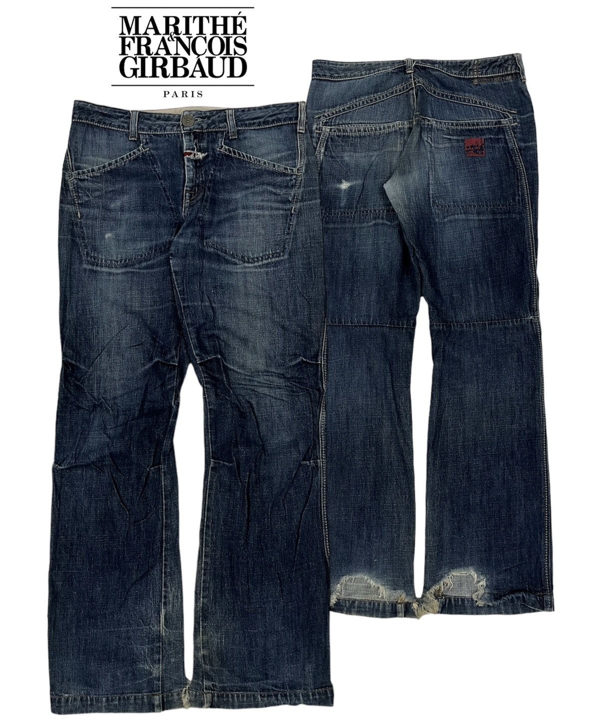 Marithe Francois Girboud Bac Pocket Staill Distress Denim