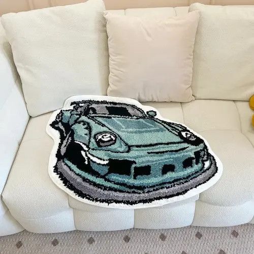 Handmade Design Racing Car Cartoon Tufted Carpet Rug Size ONE SIZE - 6 Thumbnail