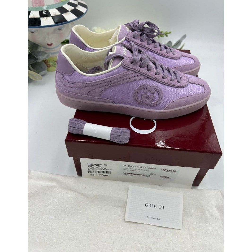 Gucci Gucci G 75 lilac suede sneakers interlocking G size 37.5 Size US 7.5 / IT 37.5 - 10 Thumbnail