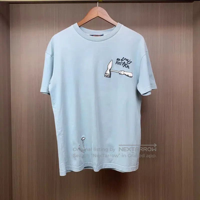 Louis Vuitton Louis Vuitton Light Blue Cotton Short Sleeve Tee . Size US S / EU 44-46 / 1 - 1 Thumbnail