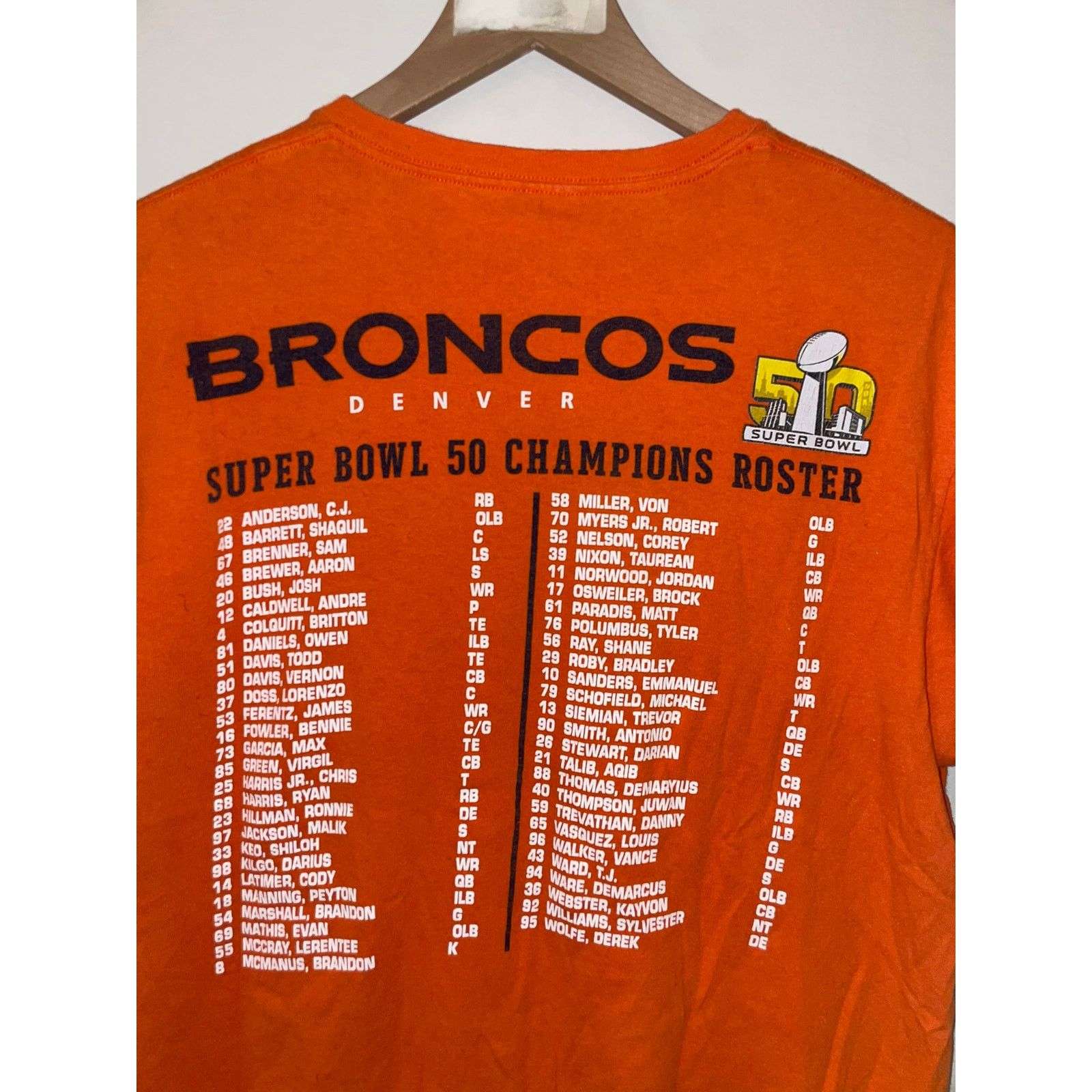 NFL NFL Denver Broncos Super Bowl 50 Champs Roster Shirt M Size US M / EU 48-50 / 2 - 6 Thumbnail
