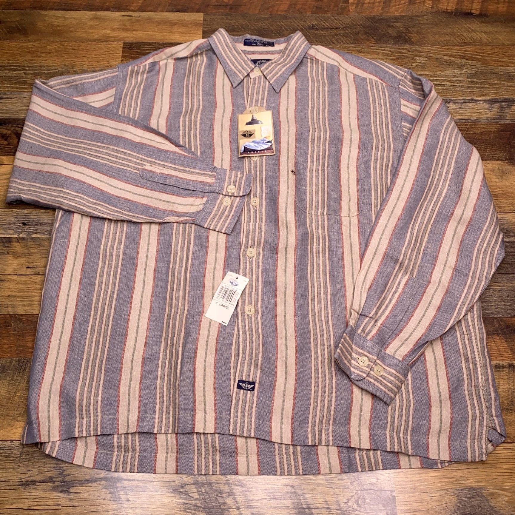 Dockers VINTAGE Dockers Shirt Mens XL Button-Up Linen Herringbone Pocket USA New Size US XL / EU 56 / 4 - 2 Thumbnail