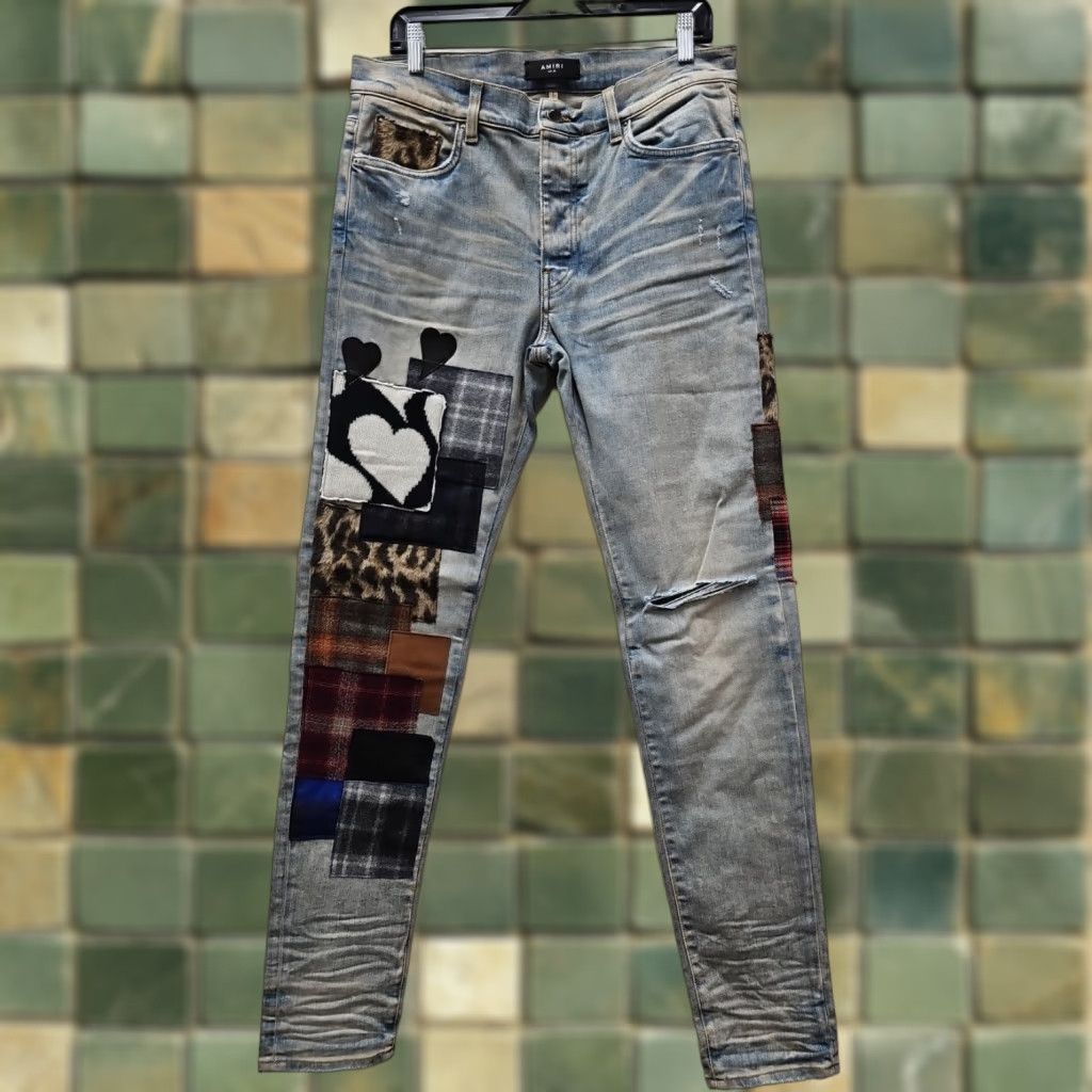 Amiri AMIRI PATCHWORK ARTPATCH CLAY INDIGO SIZE 34 JEANS Pants Jeans Slim 5-Pocket Distressed Mens 34x33.5 Blue Cotton Button Closure Vintage No Size US 34 / EU 50 - 1 Thumbnail