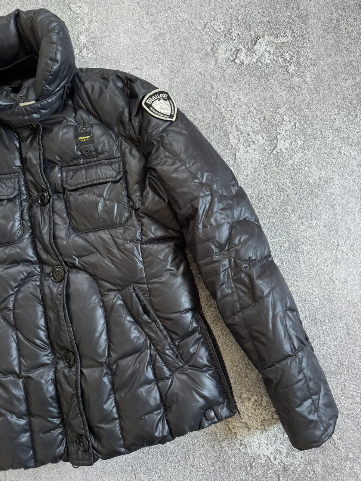 Vintage Blauer USA L black down zip puffer jacket quilted Size L / US 10 / IT 46 - 6 Thumbnail