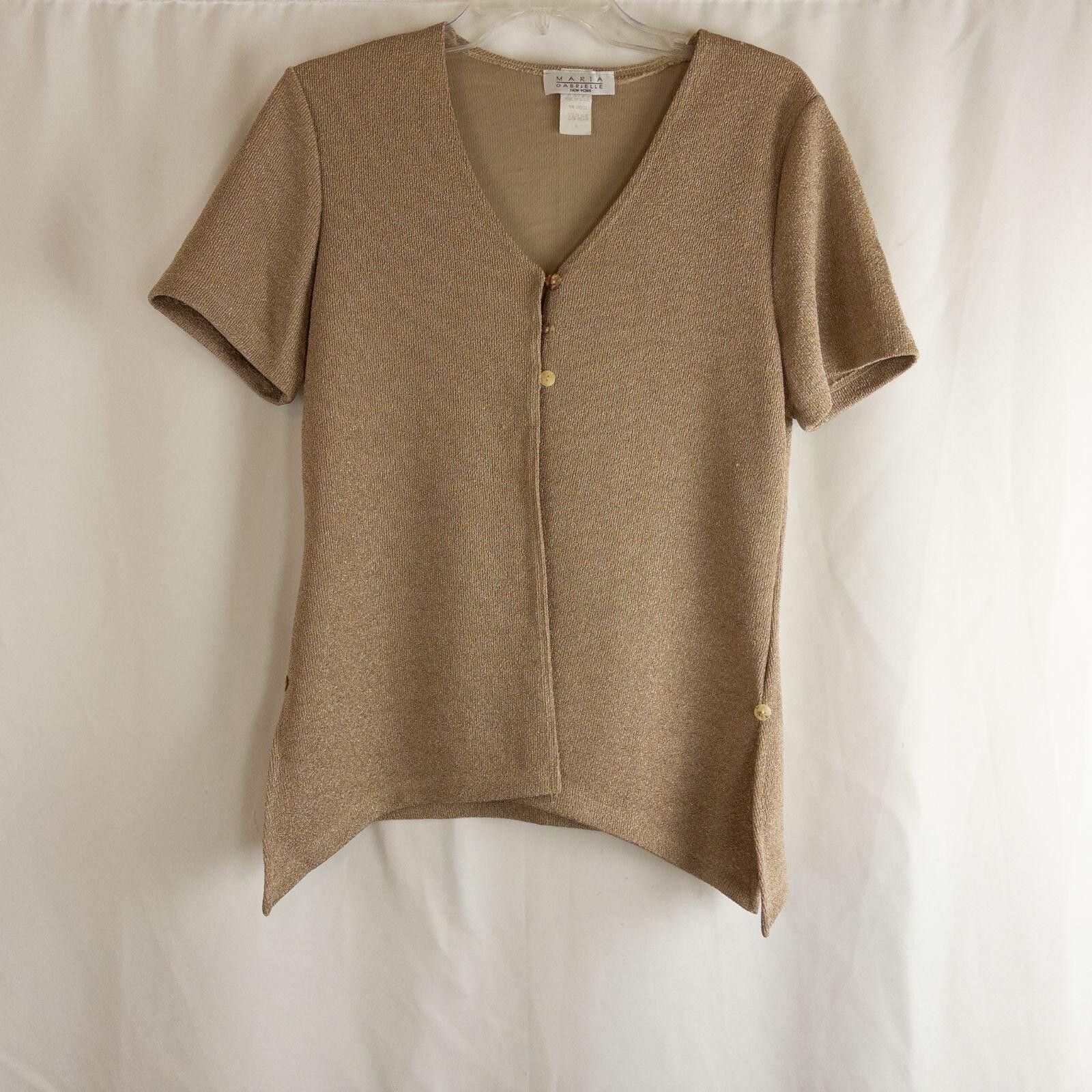 Other Maria Gabrielle Vintage Gold Cardigan Top Womens Medium Size M / US 6-8 / IT 42-44 - 2 Thumbnail