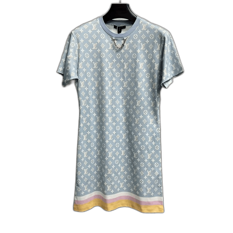 Louis Vuitton Louis Vuitton Blue Printed Short Sleeve Dress Size US 8 / IT 38 - 1 Thumbnail