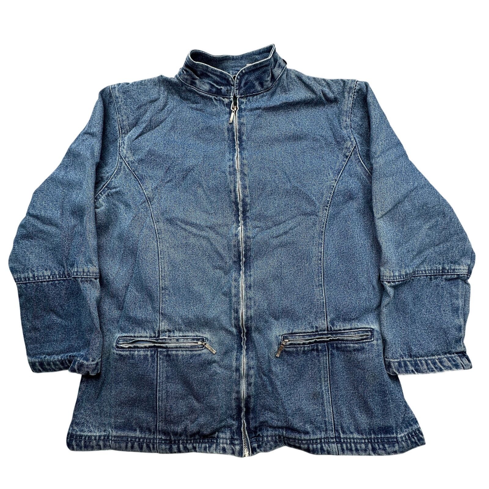 Other VTG North Style Denim Jean Zip Coat Jacket Womens M Flannel Size M / US 6-8 / IT 42-44 - 1 Thumbnail