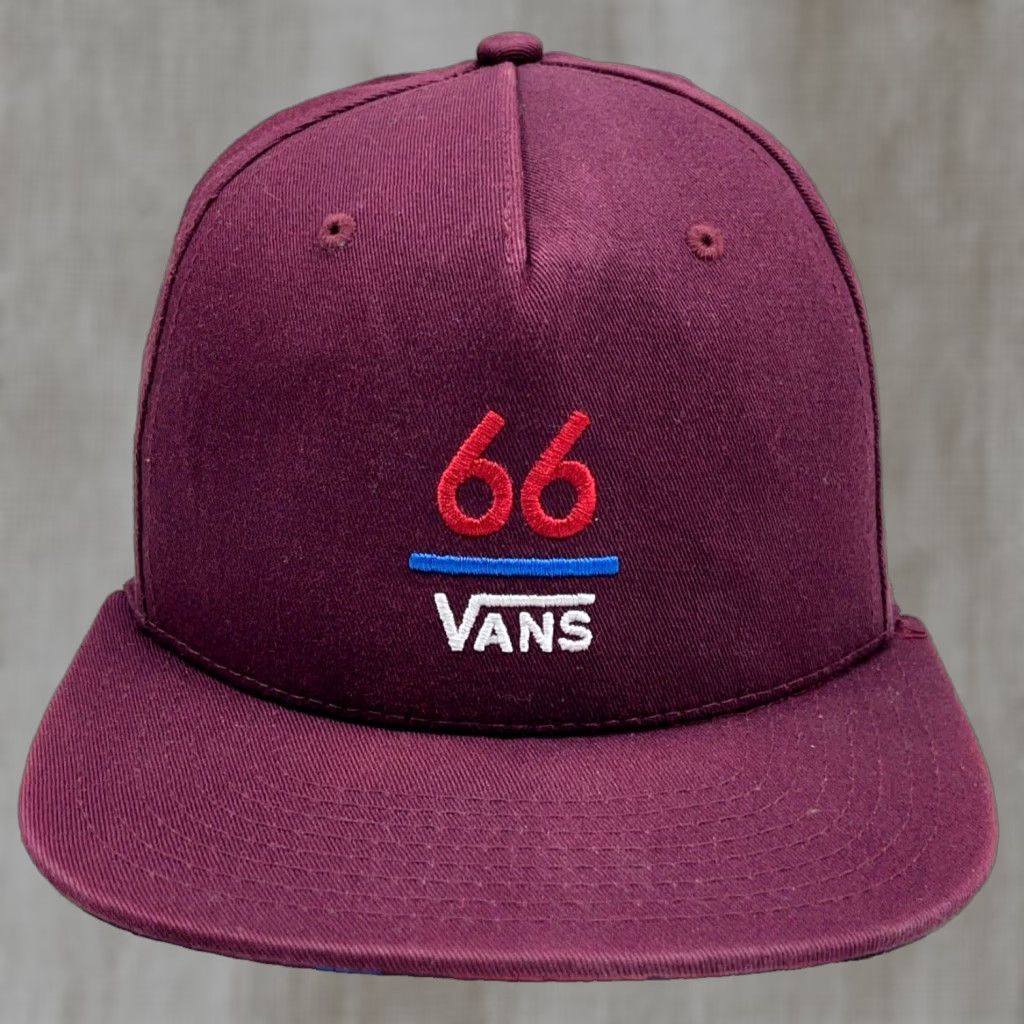 Vans VANS Hat Cap Snapback Maroon Red Skateboard Surf Spell Out Retro Flat Bill Men One Size Red Retro Snapback Hat Size ONE SIZE - 1 Thumbnail