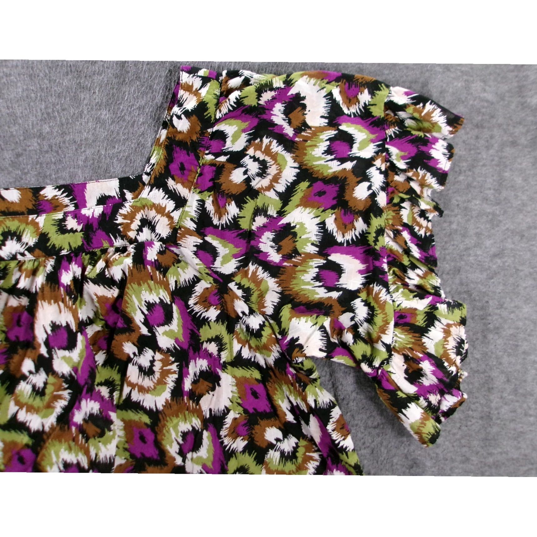 Vintage VINTAGE Terra & Sky Women's Blouse 2X Plus Off-Shoulder Floral Boho Chic Cotton Short Sleeve Summer Festival Size XXL / US 16-18 / IT 52-54 - 3 Thumbnail