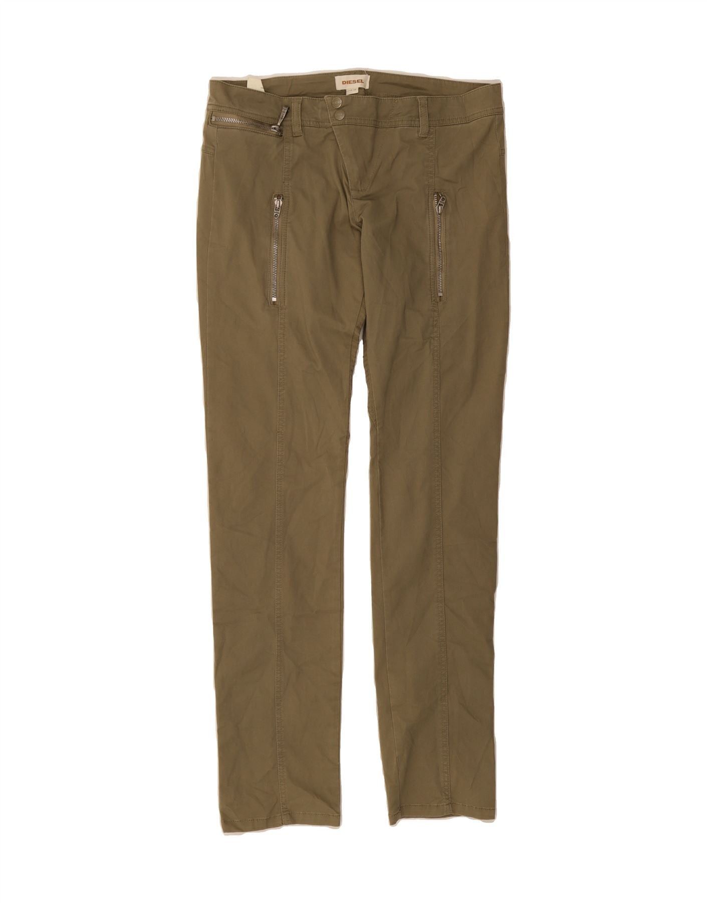 Diesel Womens Slim Casual Trousers W30 L33 Khaki Cotton Size 24" / US 00 / IT 34 - 1 Thumbnail