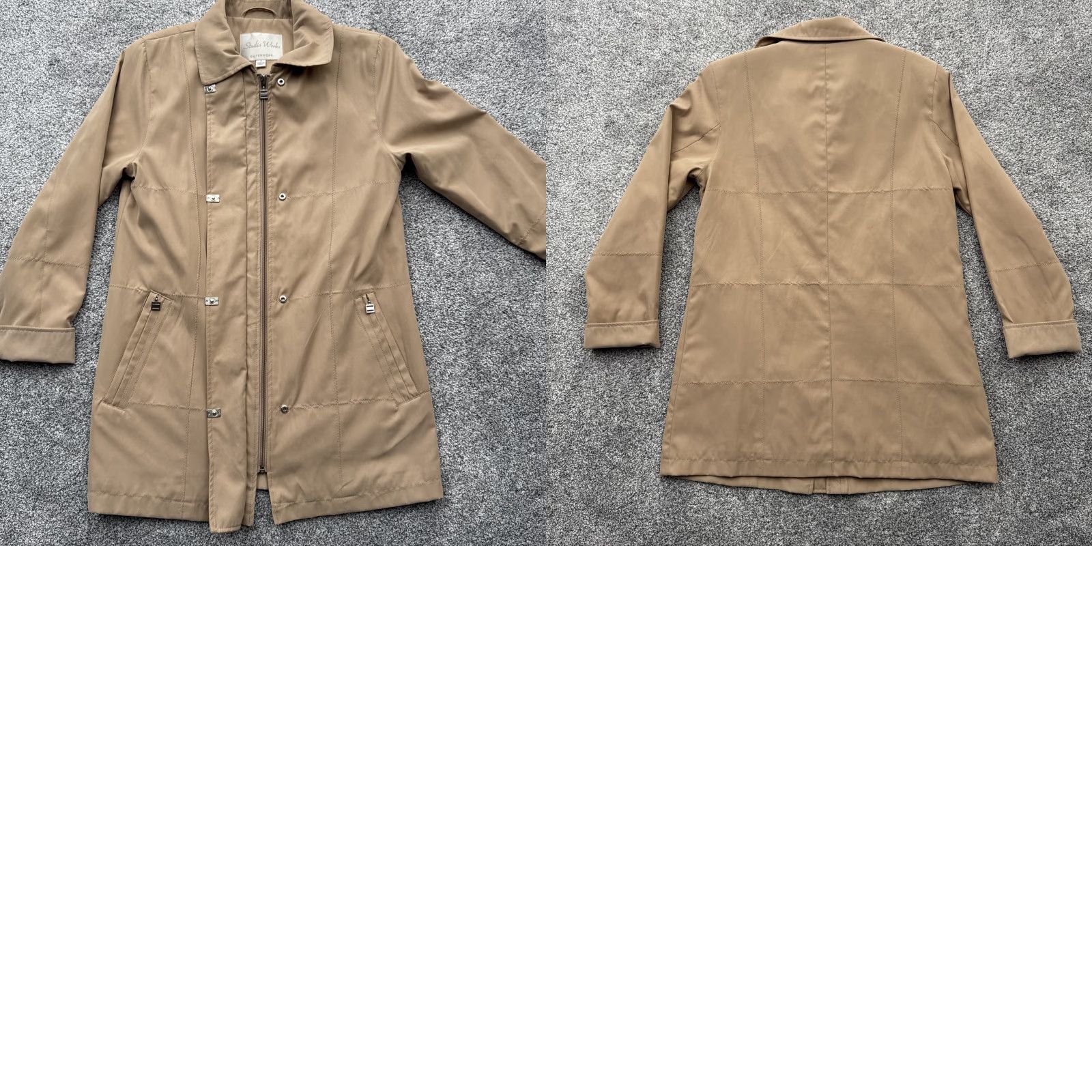 Vintage VINTAGE 90s Trench Coat Women S Office Minimalist Chic Light Academia Warm Coat Brown Studio Works Long Sleeve Button Pockets Lined Oversized Size S / US 4 / IT 40 - 9 Thumbnail