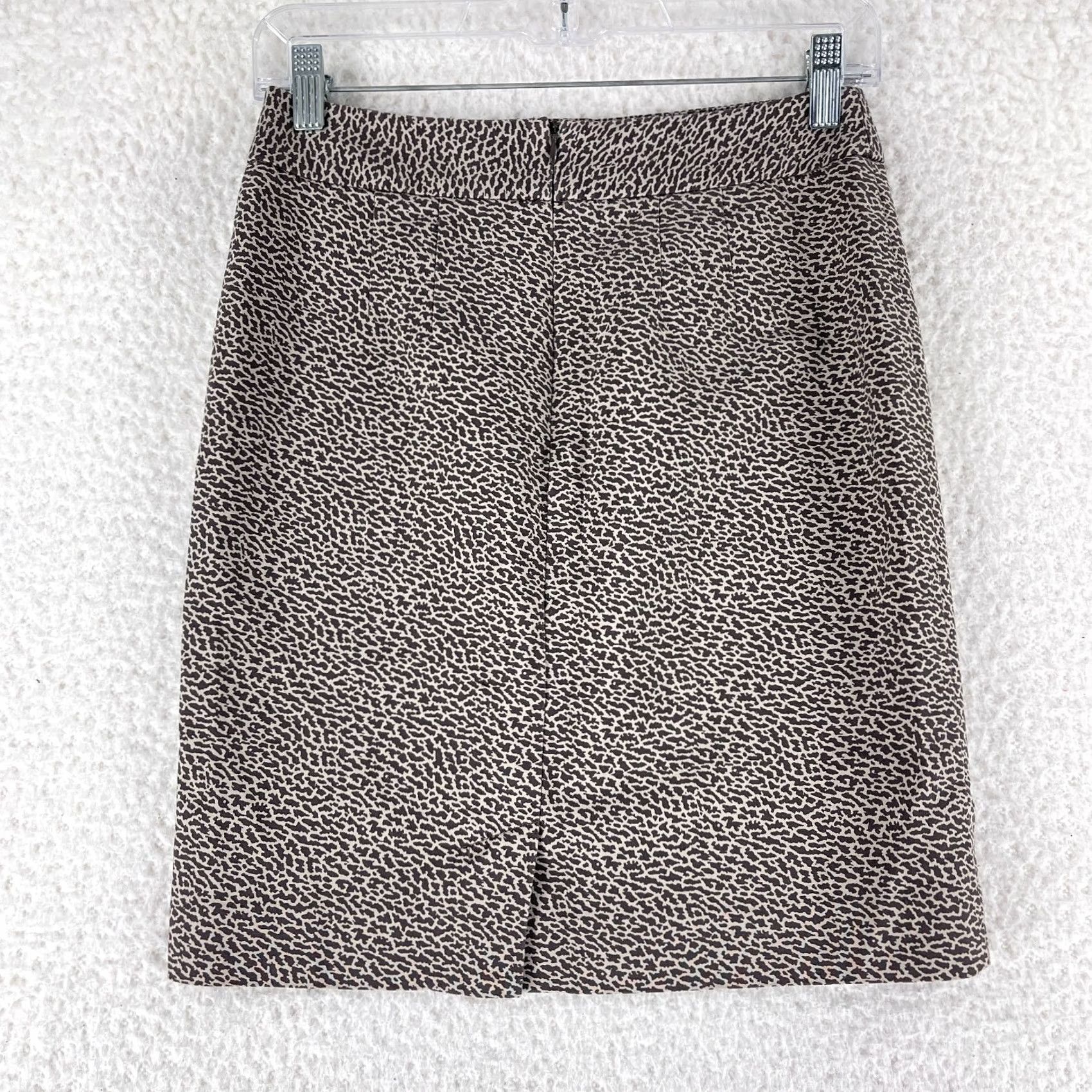 Loft LOFT Animal Print A-Line Skirt Womens 0P Silk Cotton Acetate Short Zip Up Brown Leopard Suede? Size 25" / US 0 / IT 36 - 7 Thumbnail