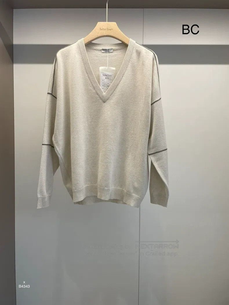 Brunello Cucinelli Brunello Cucinelli Beige Wool Beaded Sweater Size M / US 6-8 / IT 42-44 - 1 Thumbnail