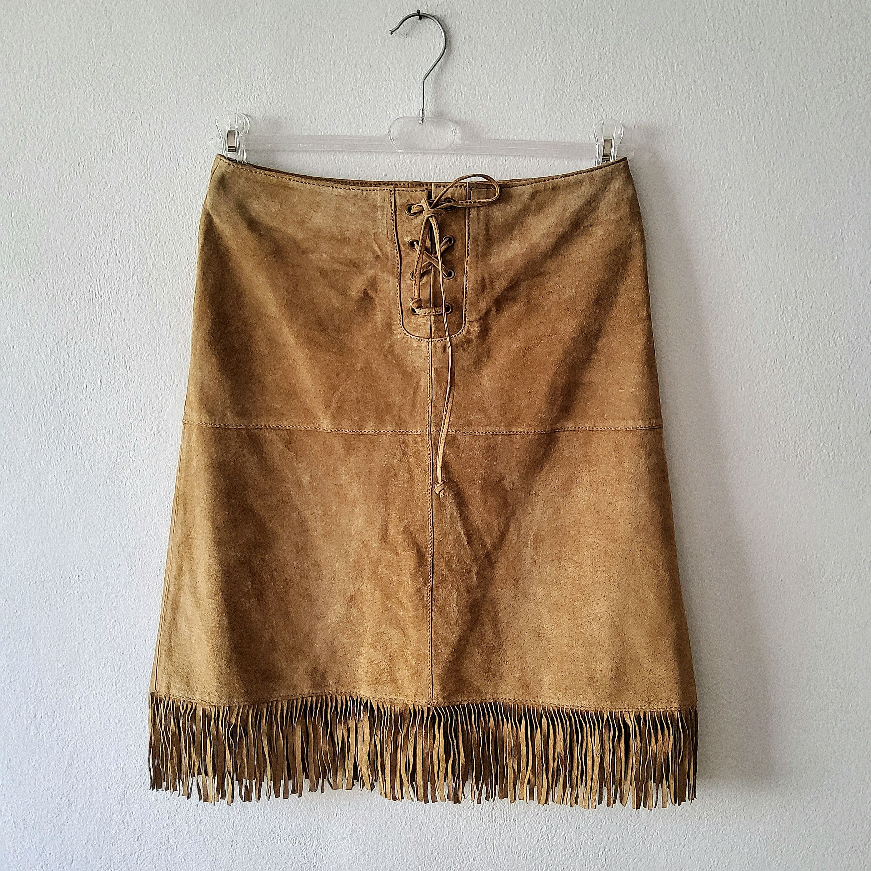 Morgan De Toi Morgan vintage y2k western suede leather fringe midi skirt Size 27" / US 4 / IT 40 - 2 Thumbnail