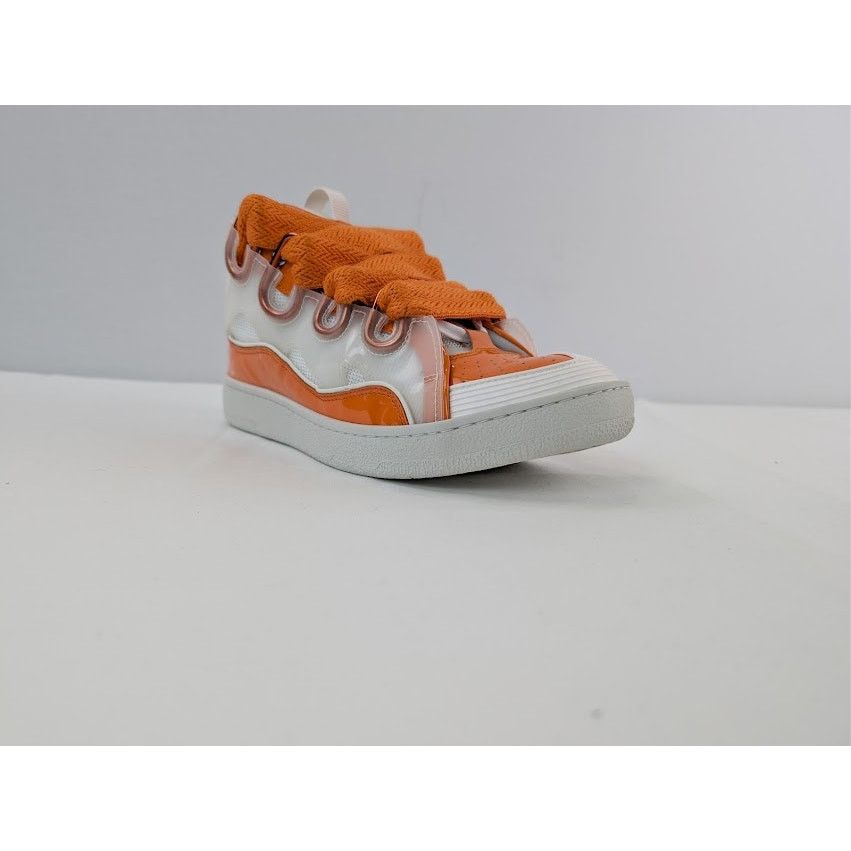 Lanvin o1rshd1 Leather Curb Low-Top Sneaker in Orange / White Size US 9 / EU 42 - 2 Thumbnail