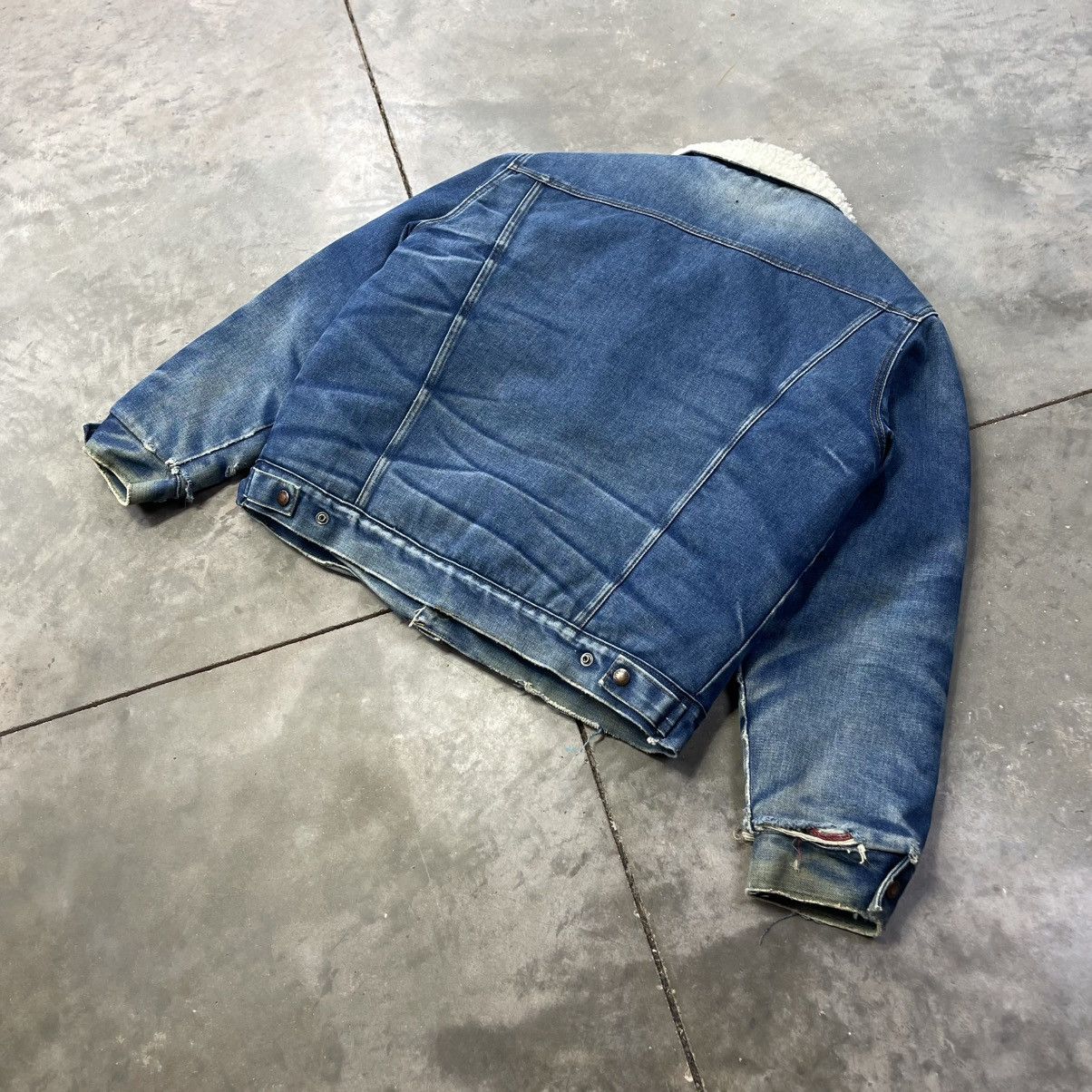Cooper Vintage Sherpa Denim Trucker Jacket Contrast Fades Size US L / EU 52-54 / 3 - 8 Thumbnail