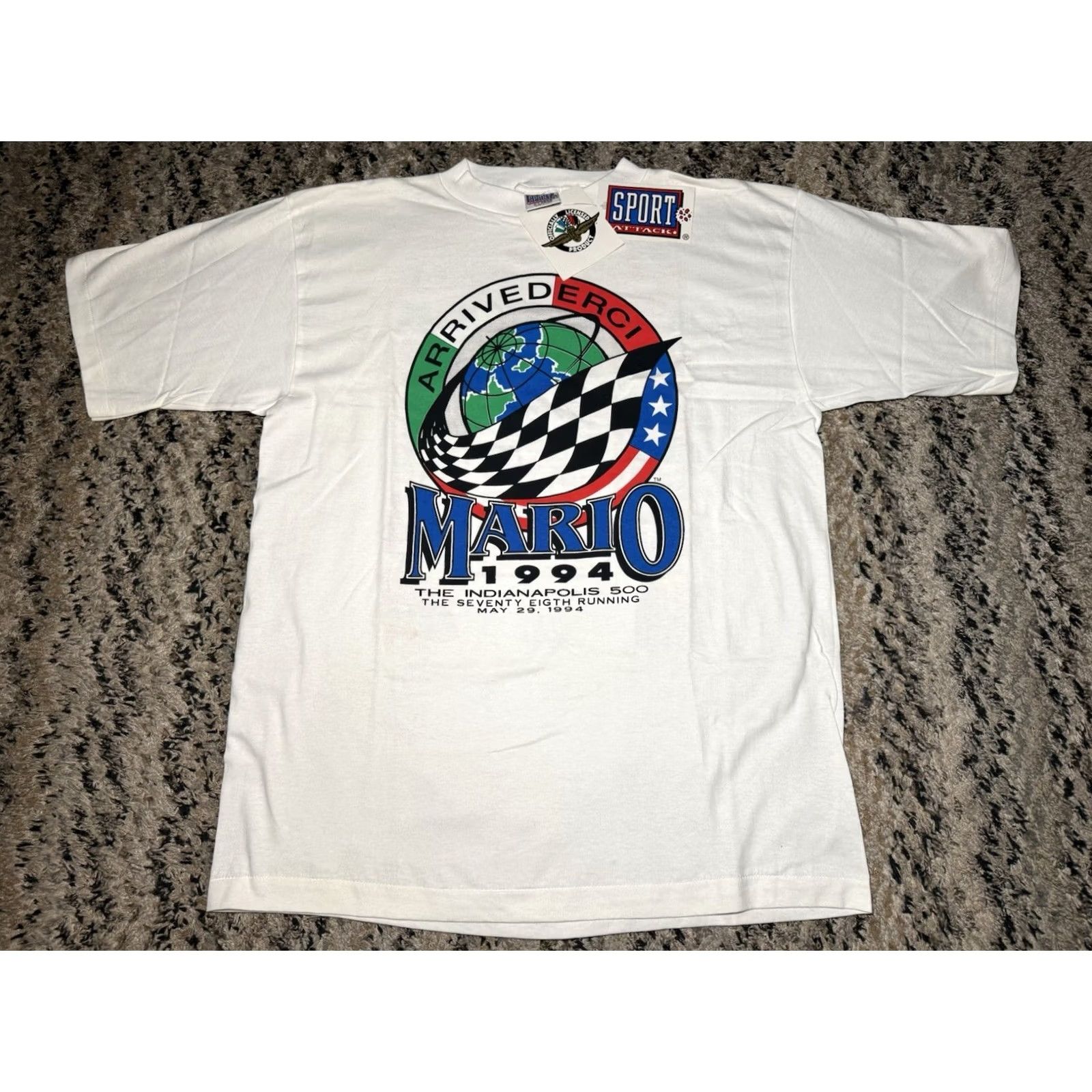 Doublet VINTAGE 90s Indy 500 MARIO ANDRETTI Arrivederci Double Sided XL Mens Size US XL / EU 56 / 4 - 3 Thumbnail