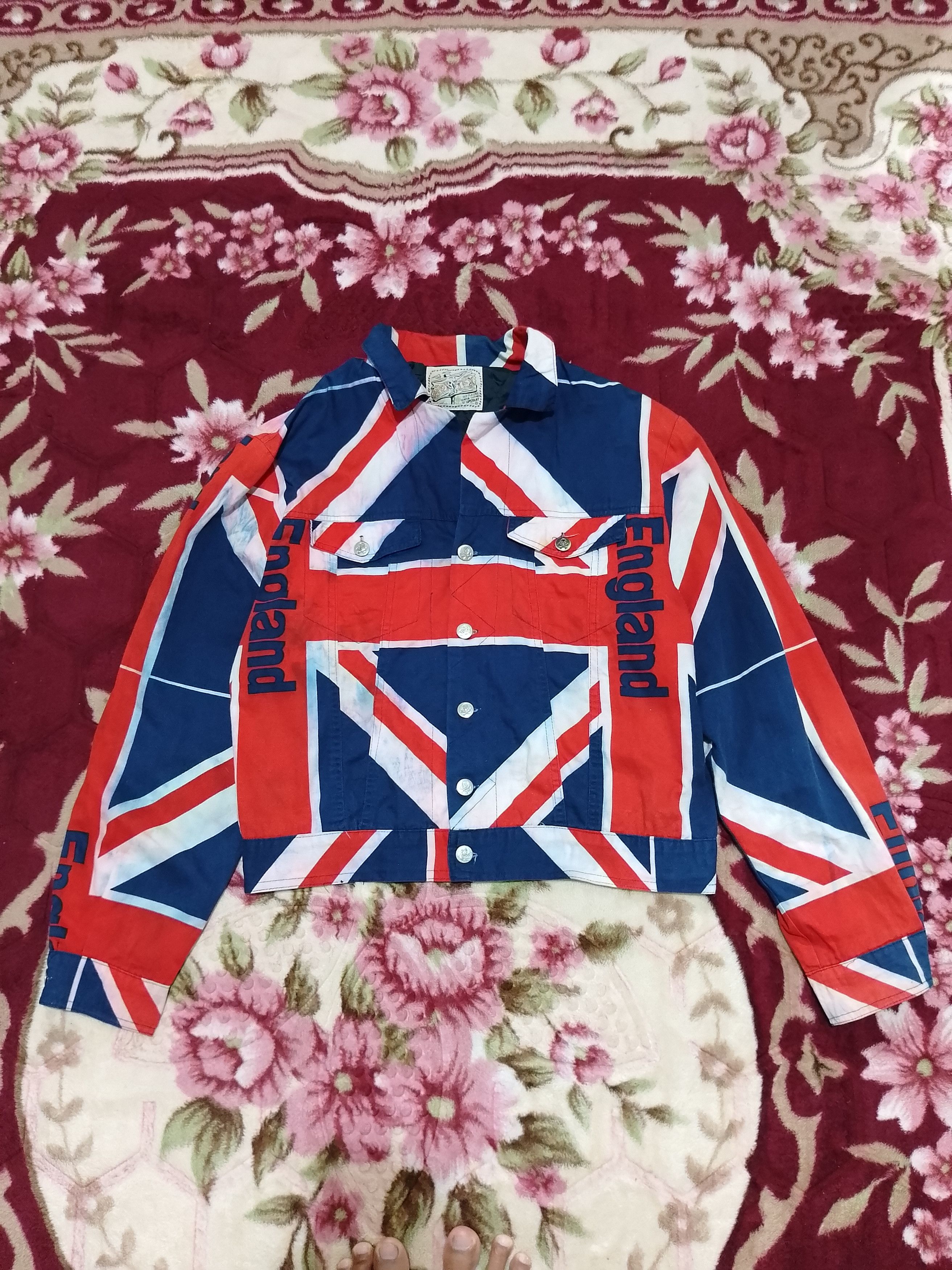 Vintage 90s Full Big Flag England trucker jacket