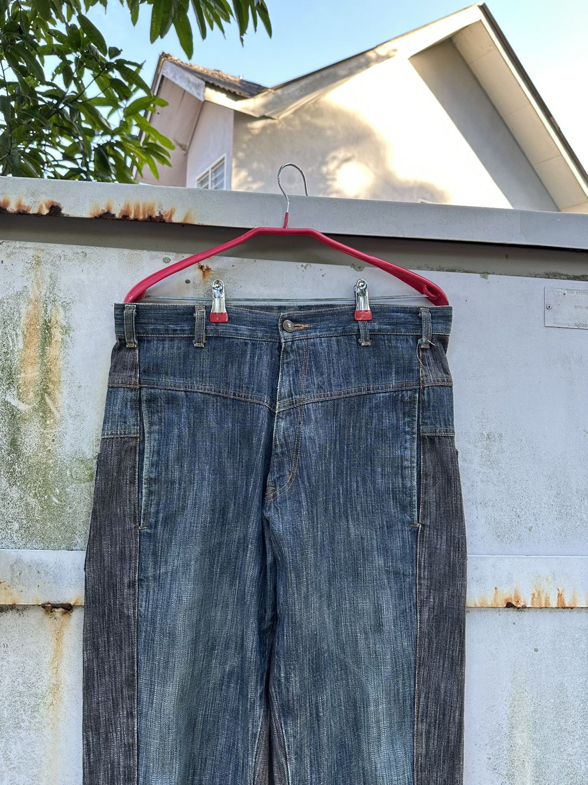 Vintage 👹Vintage Monitographic Design 2 Tone Straight Cut Jeans Size US 31 - 5 Thumbnail