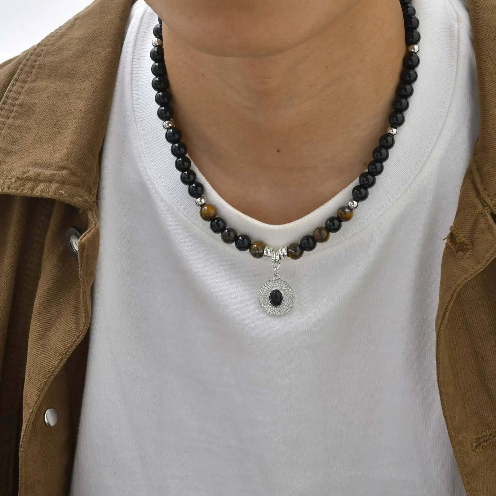 Jewelry Tiger Eye Natural Stone Bead Necklace Size ONE SIZE - 5 Thumbnail