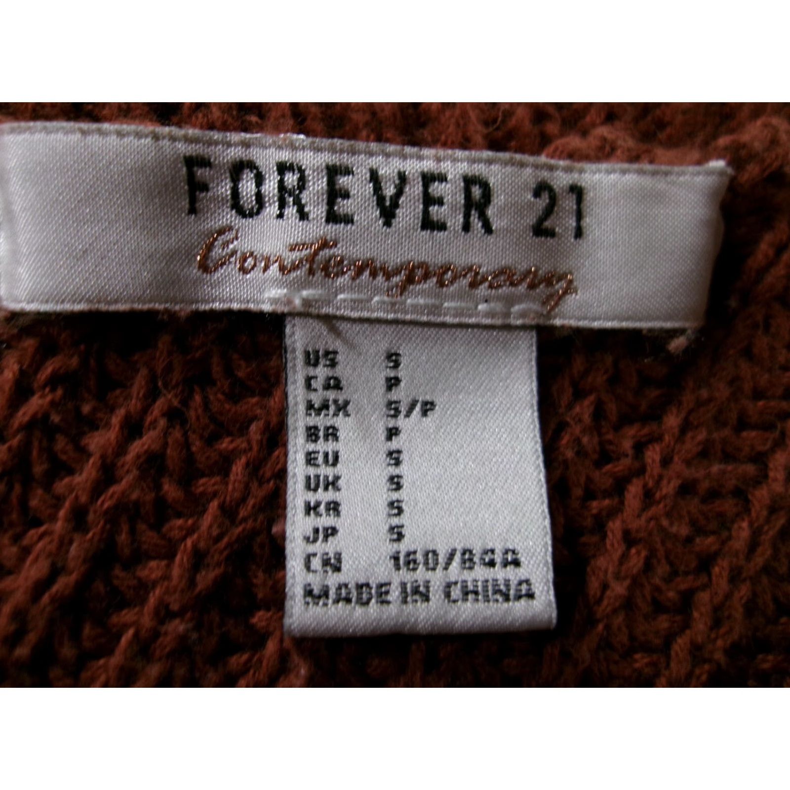 Forever 21 FOREVER 21 Sweater Women Small Brown V-Neck Cozy Pullover Knit Long Sleeve Casual Preppy Size S / US 4 / IT 40 - 6 Thumbnail