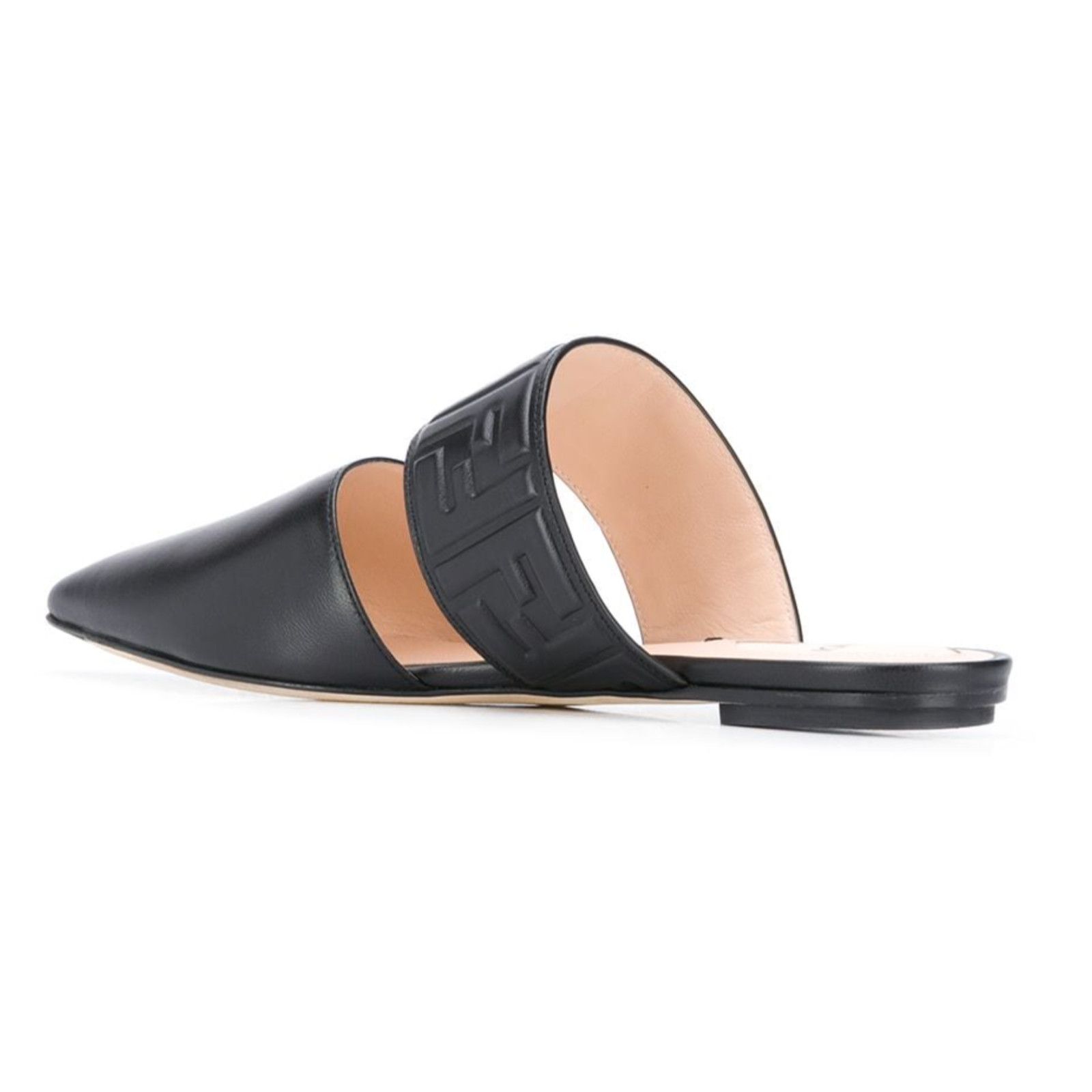Fendi Fendi Motif FF Logo Black Leather Pointed Toe Ballerina Size US 7.5 / IT 37.5 - 9 Thumbnail