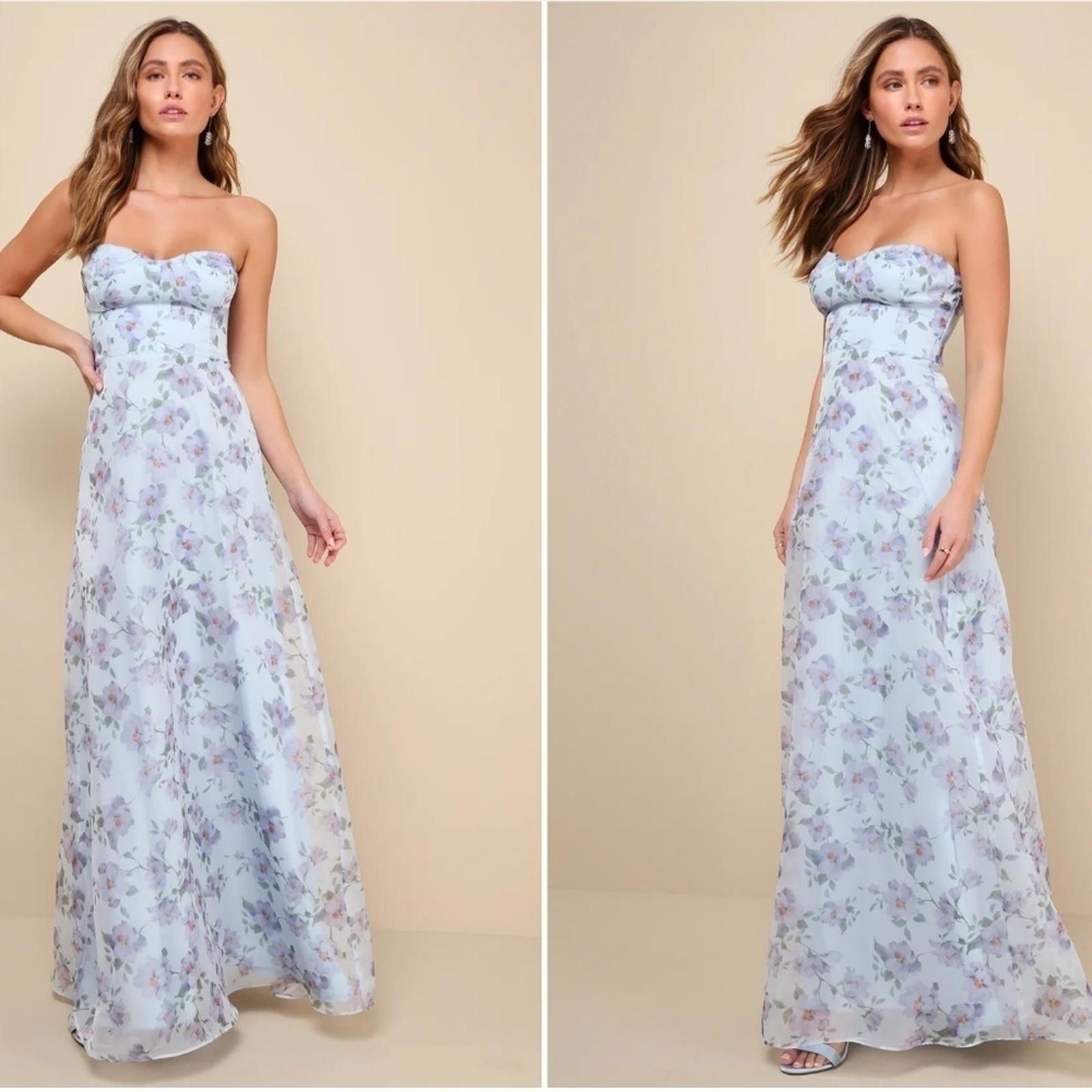 Lulus LULU's Floral Sexy Prom Wedding Chic Bustier Maxi Dress Size S / US 4 / IT 40 - 1 Thumbnail