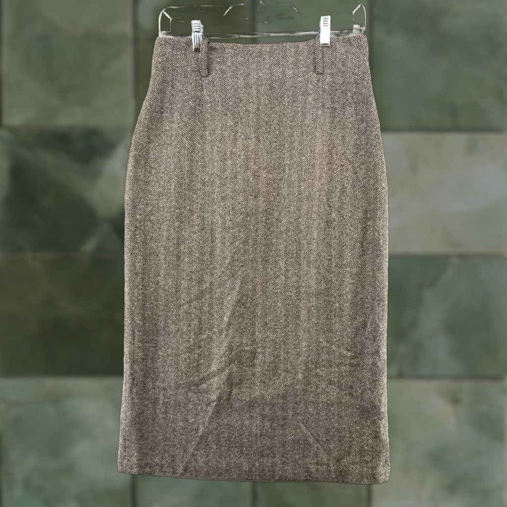 Willi Smith Willi Smith Skirt Womens Maxi Wool Black 6 Herringbone Tweed High Rise Office 80s 90s Size 28" / US 6 / IT 42 - 1 Thumbnail