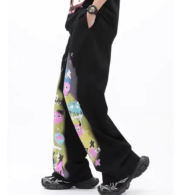 VIBE Street trend hip hop dopamine graffiti straight casual pants Size US 30 / EU 46 - 3 Thumbnail
