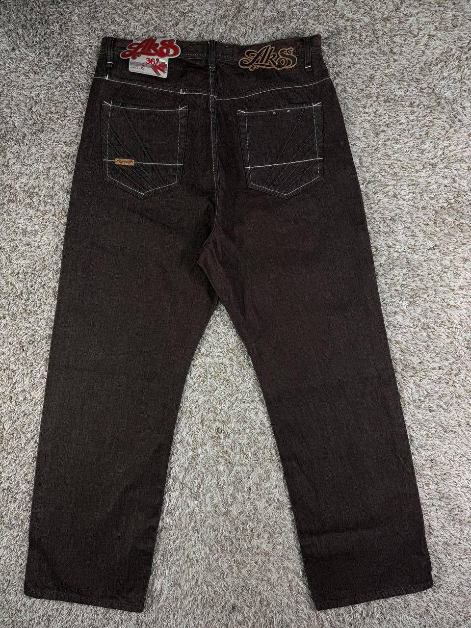 Akademiks Denim Baggy Jeans Y2K Hip Hop Stitched Pocket
