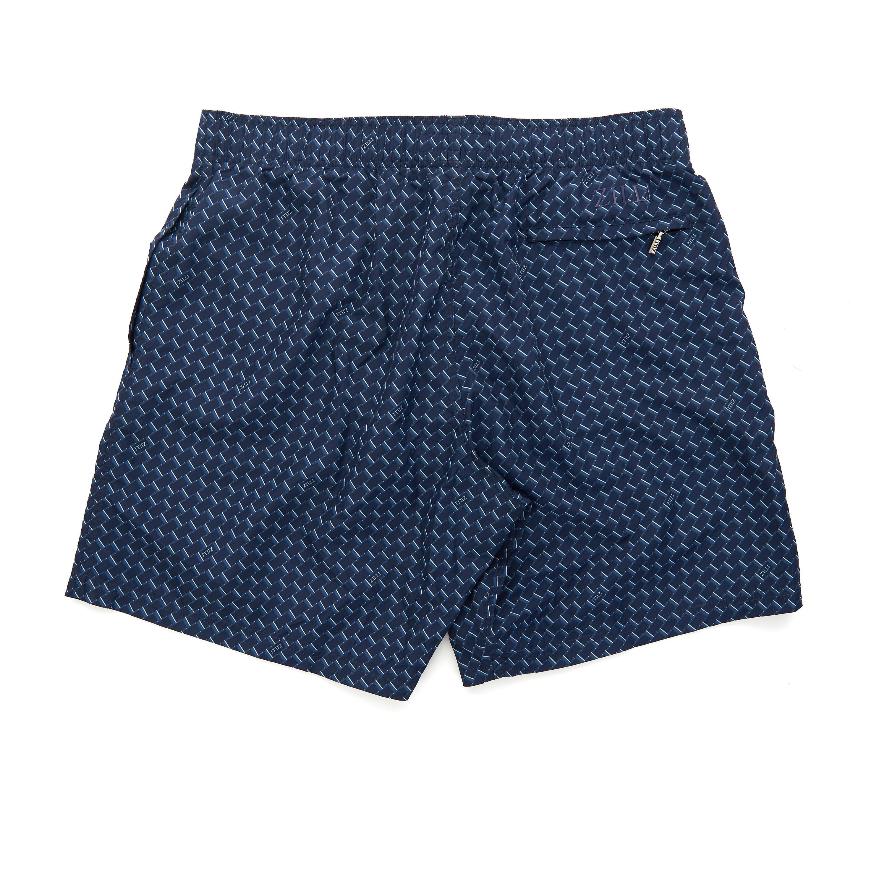 Zilli Dark Blue Swim Shorts With Graphic Linear Motif Size US 30 / EU 46 - 2 Thumbnail